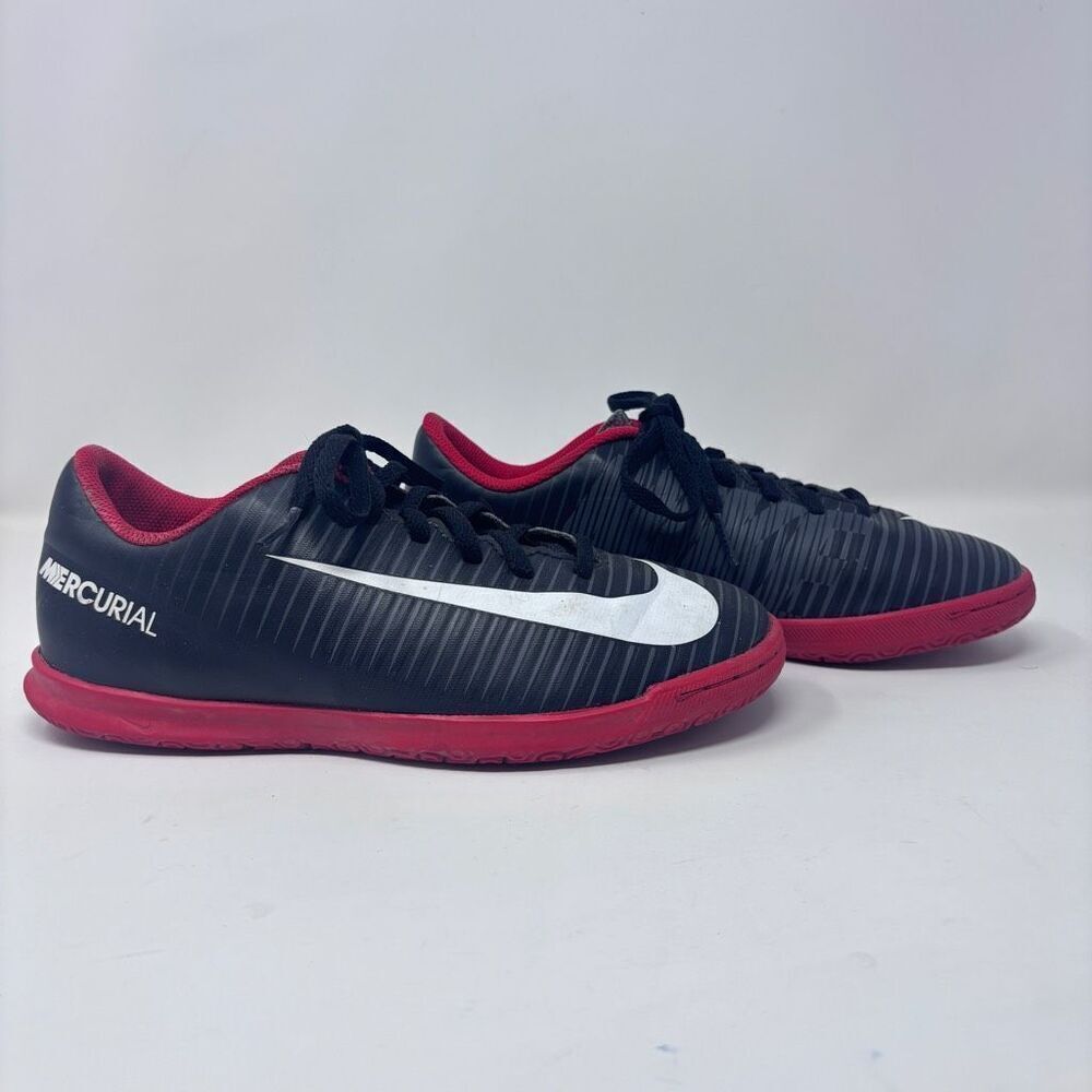 NIKE KIDS MERCURIAL VORTEX III FG - BLACK/WHITE/DARK GREY/UNIVERSITY RED size 5